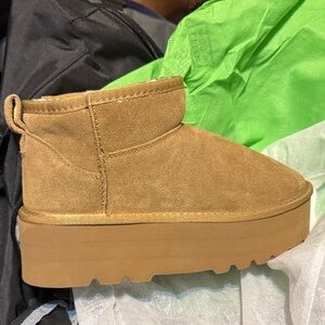 Tan Platform Ankle Boots